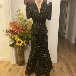 Filipiniana Black Windowpane Plaid with Mermaid Skirt Fits S, M, & L